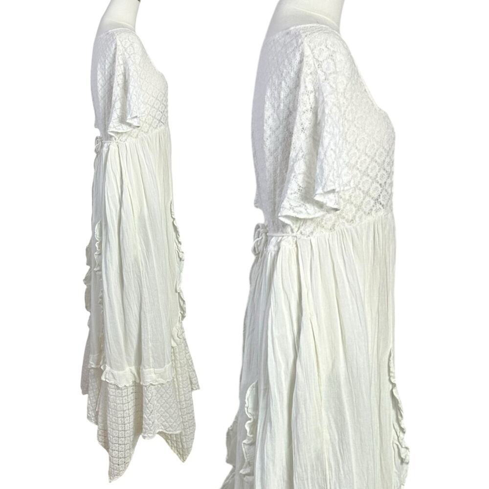 Free People Ethereal Bohemian Cottage Bring The Romance Maxi Dress White Medium - Picture 9 of 13
